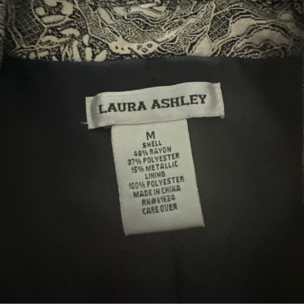Laura Ashley Blazer Tapestry Jacket Womens M Floral‎ Black Gold Party Office - Picture 2 of 8